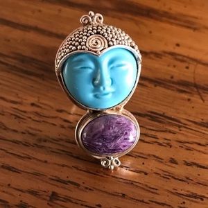 Sajen Offerings Charoite & Turquoise Goddess RING